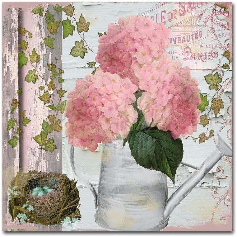 Trademark Fine Art ALI4029-C1414GG "Chalet d'Ete Hydrangea" Décor, 14x14"