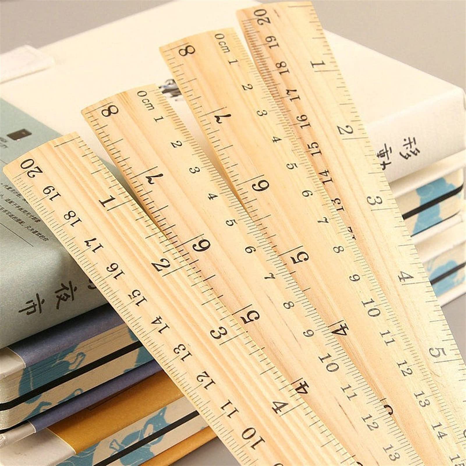caihuashopping 20 Pezzi Righello in Legno Metrico Regola di misurazione Doppio Strumento di misurazione per Ufficio Cancelleria di cancelleria di cartoleria (Color : 20CM)