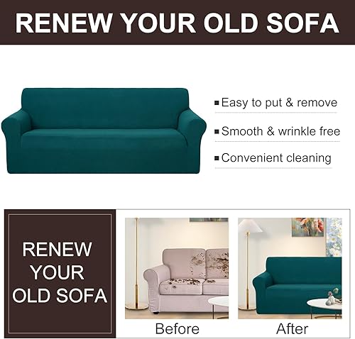 Miniatura 41 de U-NICE HOME Funda elástica para sofá de 2 plazas, funda protectora de muebles para sofá de 2 plazas, apta para mascotas (sofá biplaza, beige)