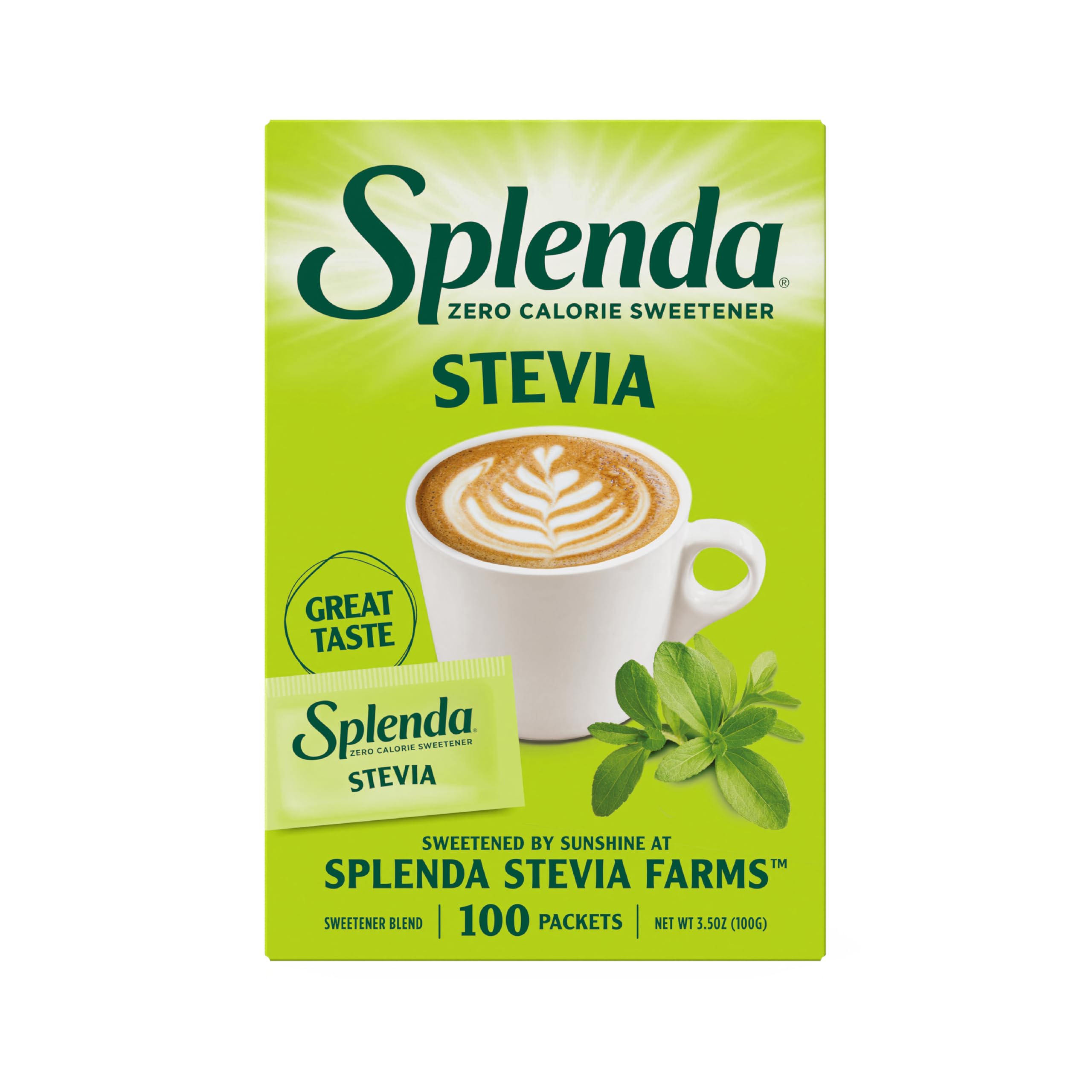 Stevia Zero Calorie Sweetener, Sugar Substitute Packets, 100 Count (Pack of 1)