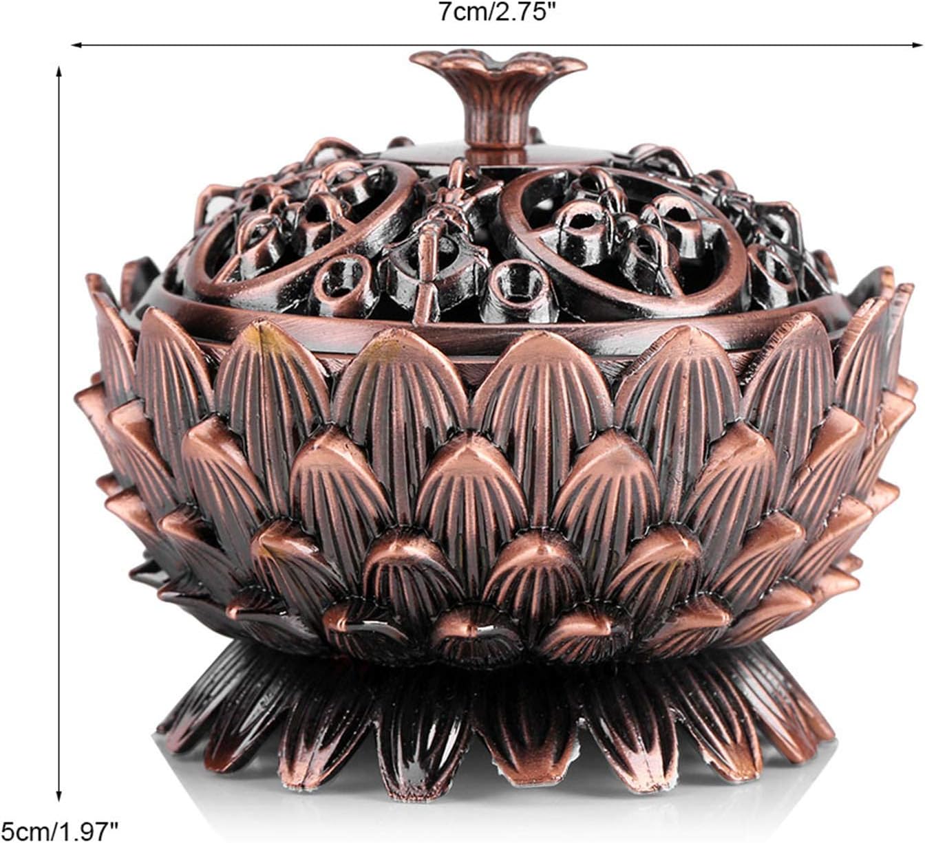 Lotus Incense Holder, Vintage Incense Burner, Backflow Incense Burner, Cone Holder with Lid for Home Office Decoration