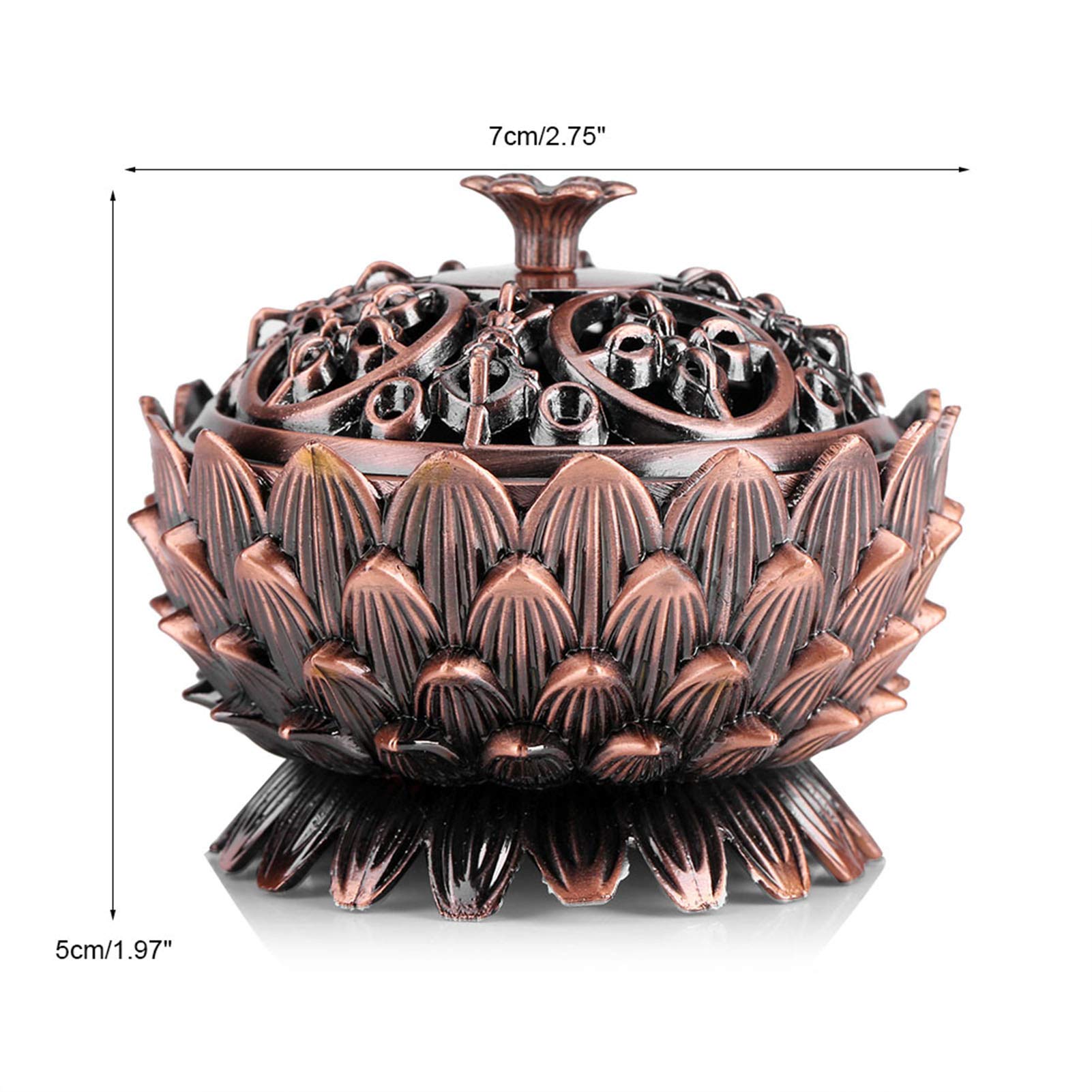 Haosie Lotus Incense Holder, Vintage Incense Burner, Backflow Incense Burner, Cone Holder with Lid for Home Office Decoration