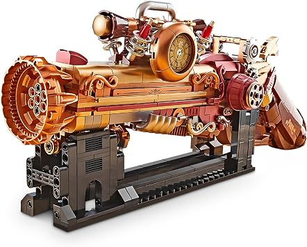 Finger Rock Ideas Steampunk Mechanical Gun Weapon Building Blocks Set for Adults, Gun Building Kit with a Base for Display, 899 PCS Classic Toy Weapon Model Collection Gifts for Teens 14+