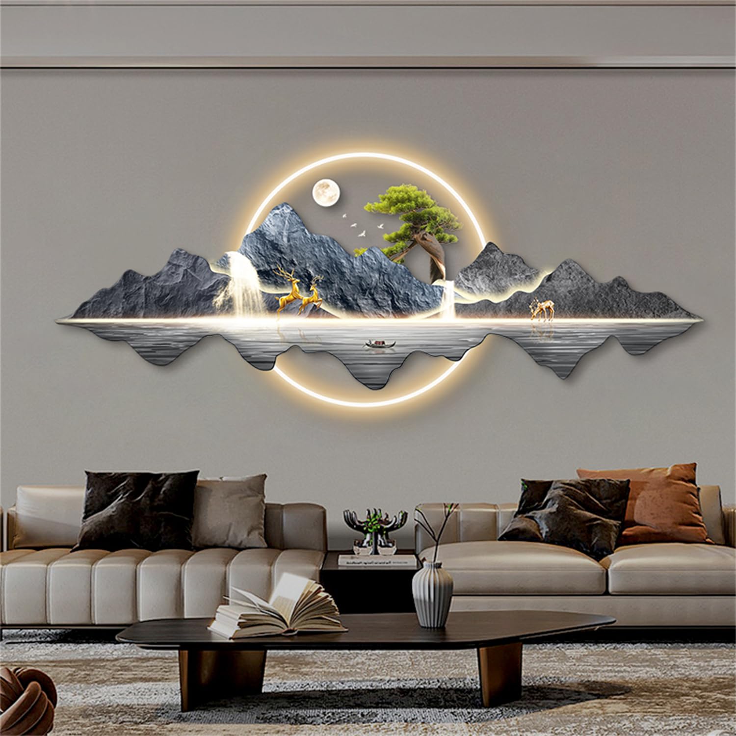 Décoration murale lumineuse LED grand format pour mur vide 150cm