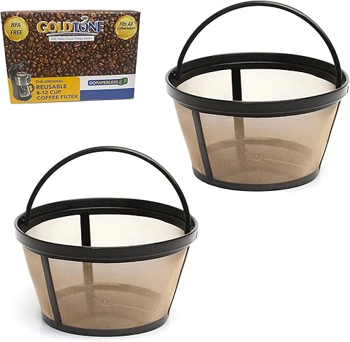 Miniatura 5 de GoldTone Marca - Filtro de café reutilizable estilo cesta de café de 8 a 12 tazas y juego de 12 filtros de agua para cafetera, cafetera y cafetera