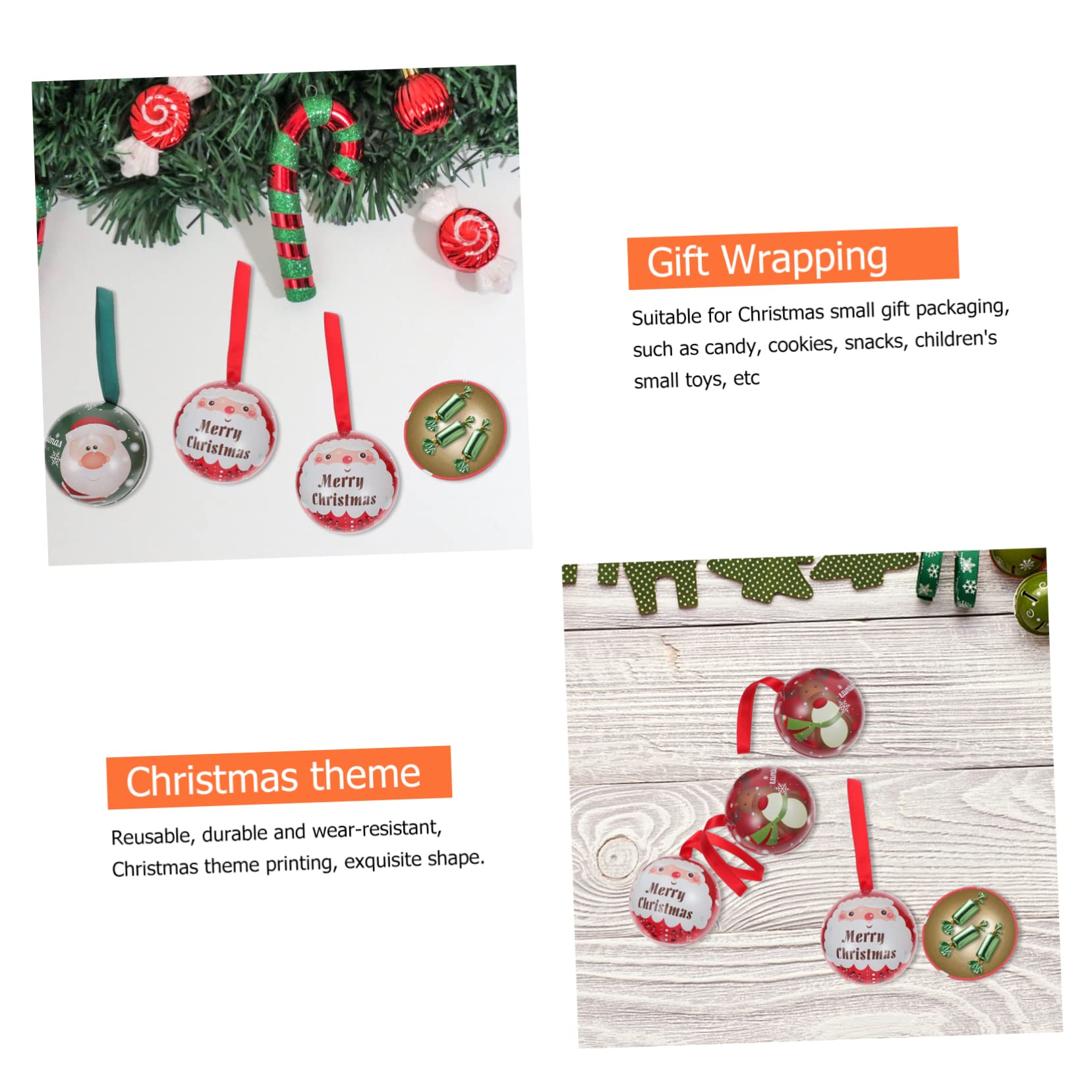 IMIKEYA Pièces Boule De Fer De Noël Coffret De Noel Boîtes à Gâteaux De Noël Boules De Décorations De Boules De Sapin De Pot De Stockage De Bonbons De Mini-Bonbons