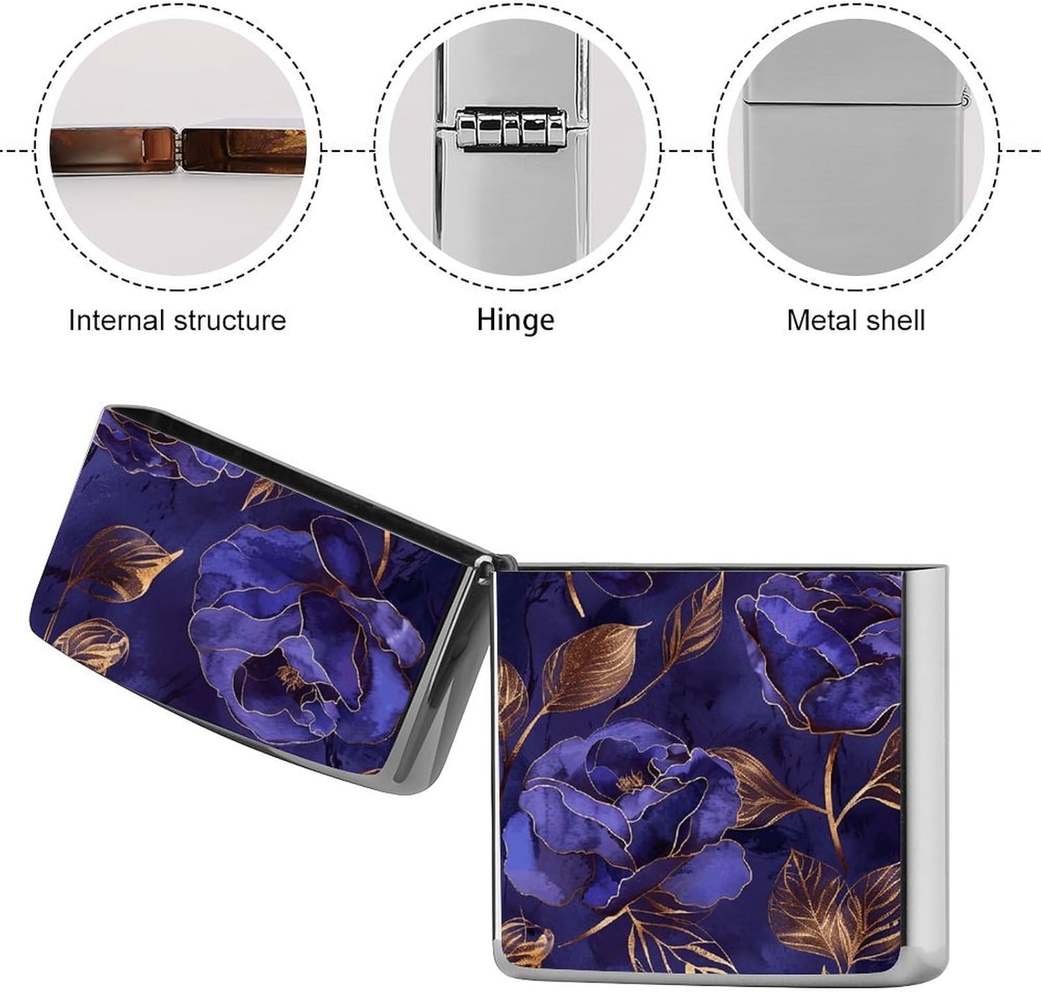 Metal Lighter Case Protective Cover, Gold Leaf Pattern image 5