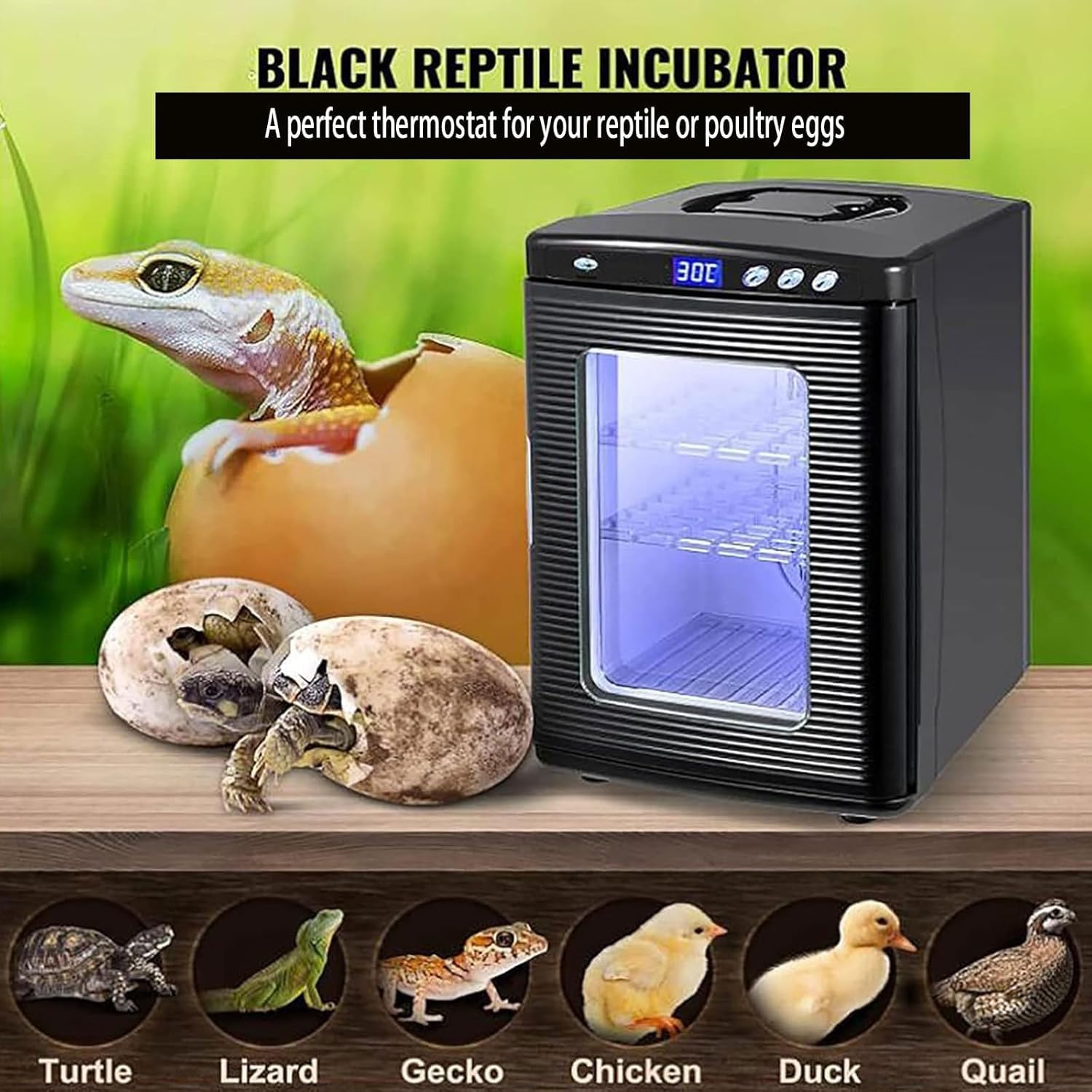 25-Liter-reptilienbrutkasten Mit Digitalem Thermostat, Kühl- Und Heizfunktion Für Wissenschaftliche Labore, Temperaturregelung Von 5 °c Bis 60 °c, Led-Beleuchtung, Black