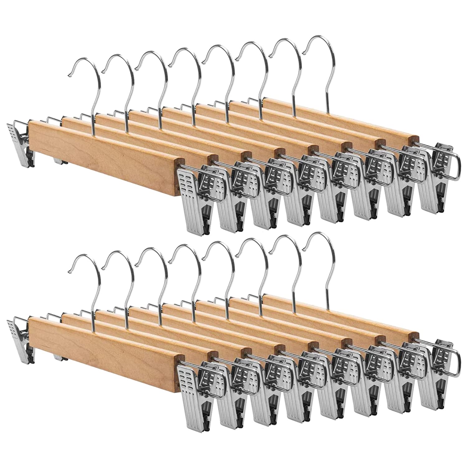Kuber Industries Hanger|Steel Adjustable Clips|Wooden Natural Finish Closet Hanger with Swivel Hook for Clothes & Classical Lifestyle|Pack of 16 (Brown) (B0BS9R8JTL) Amazon Price History, Amazon Price Tracker