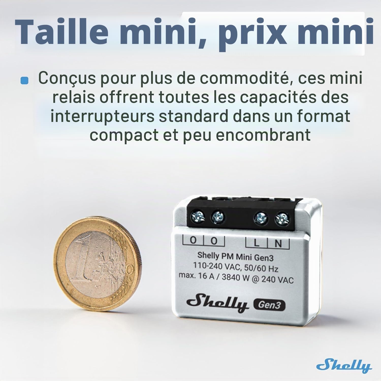 Shelly PM Mini Gen 3 | Lot de 4 | Compteur de puissance intelligent WiFi et Bluetooth 1 canal 16 A | Domotique | Compatible avec Alexa et Google Home | Application iOS Android | Pas de hub nécessaire