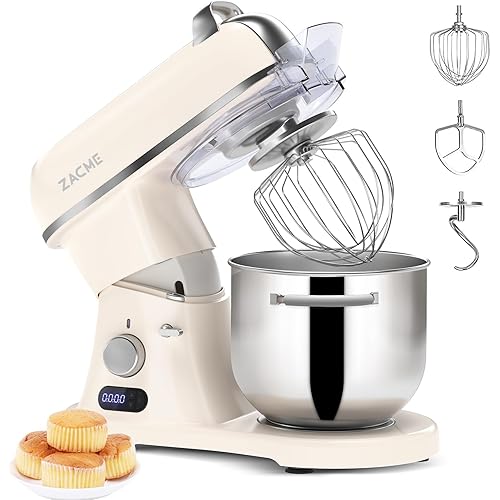 ZACME 7.4QT Household Stand Mixer 800W with CSA Certified and Aluminum Die Casting, Kitchen Electric Mixer Metal Food Mixer with Stainless Steel 7L Bowl, Dough Hook, Whisk and Beater