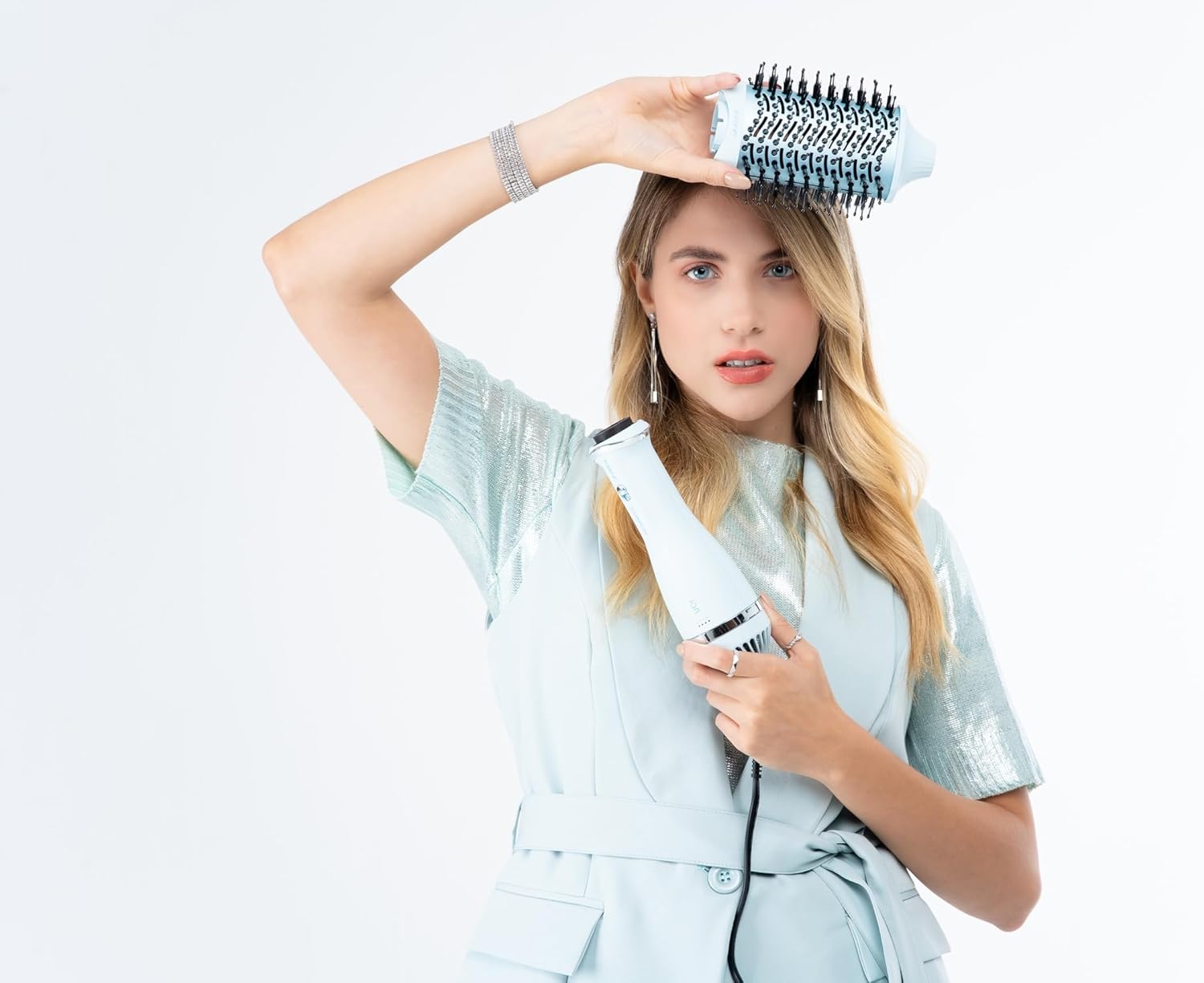 TAIFF Tourmaline Blow Dryer Brush - 1200W Ionic Thermal Brush with Removable Head - Portable Hair Dryer | Straightener & Curling Brush | Hot Air Brush for Blowouts & Frizz Control