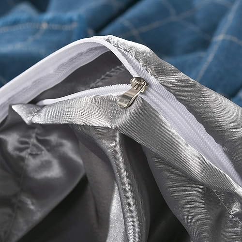 Miniatura 4 de Funda de edredón gris tamaño matrimonialqueen, 1 funda de edredón de satén suave y sedoso con cierre de cremallera, calidad de hotel, sin arrugas,