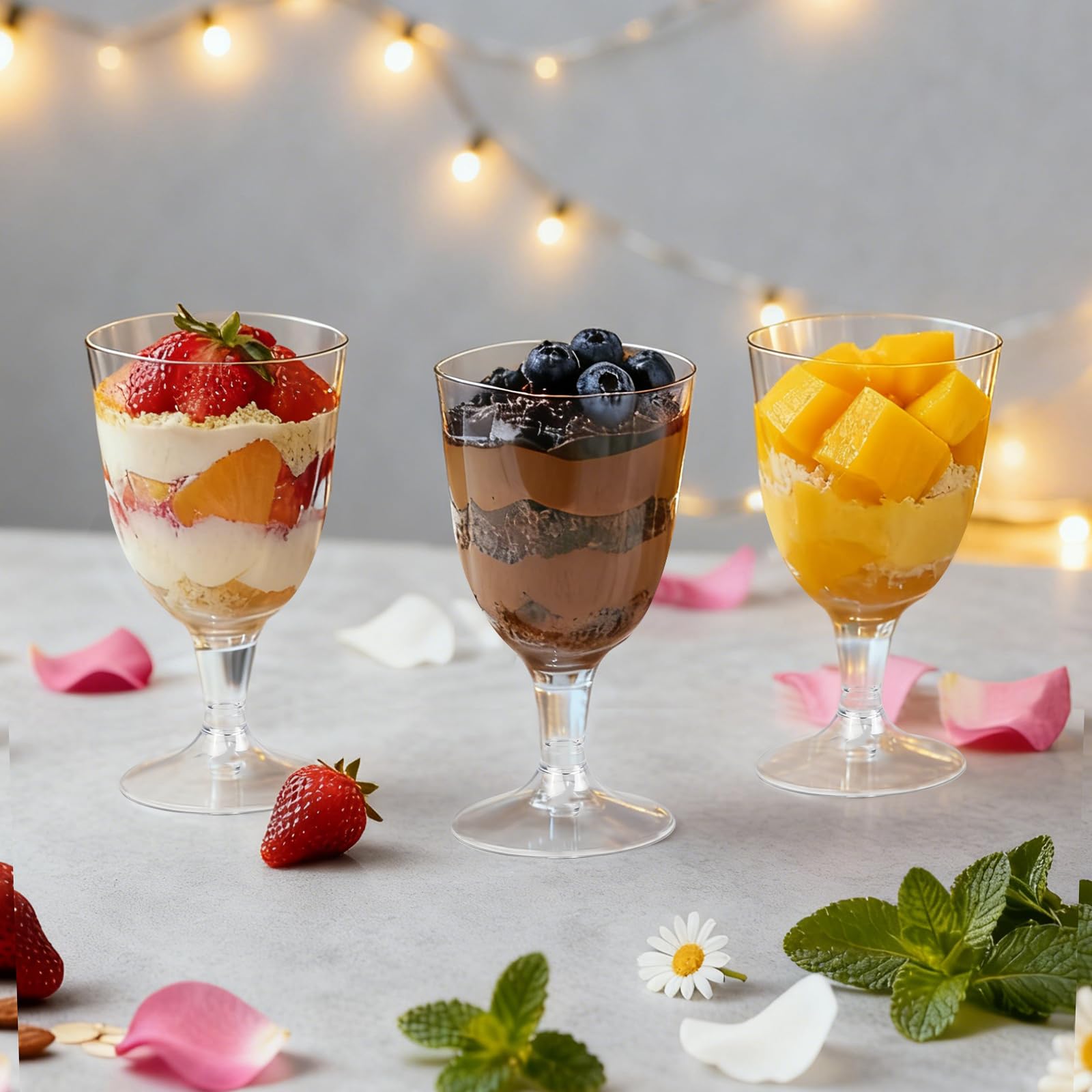 Weingläser Kunststoff 50er Set, bruchfest, BPA-frei, Mehrweg Cocktailgläser, Spülmaschinenfest, Moderne Weingläser für maximale Aromaentfaltung von Weißweinm, Camping Party Kunststoffgläser