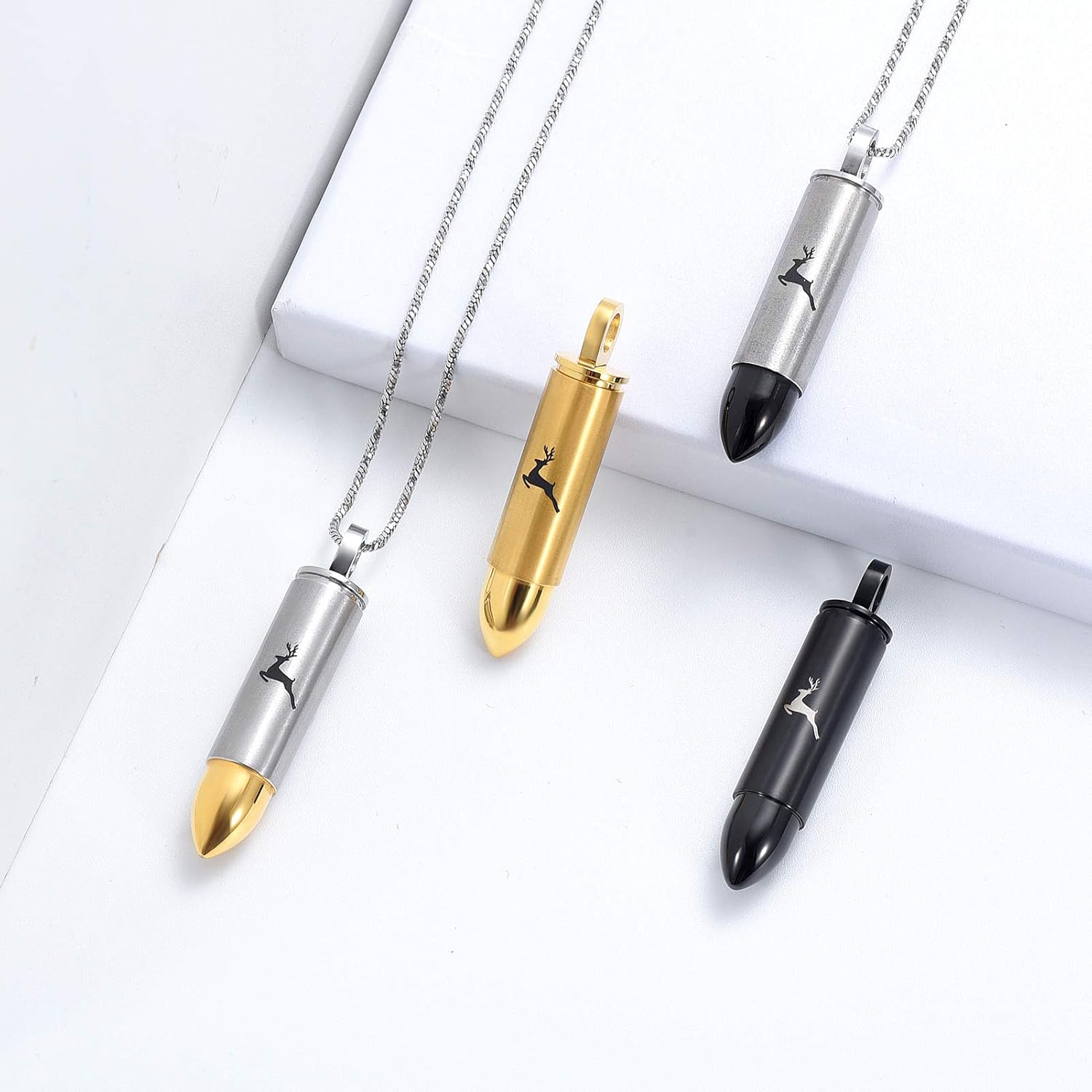 Yinplsmemory Cremation Jewelry for Ashes Locket Deer Bullet Pendant Urn Necklace for Ashes Keepsake Memorial Jewelry for Ashes for Dad Papa - Image 6