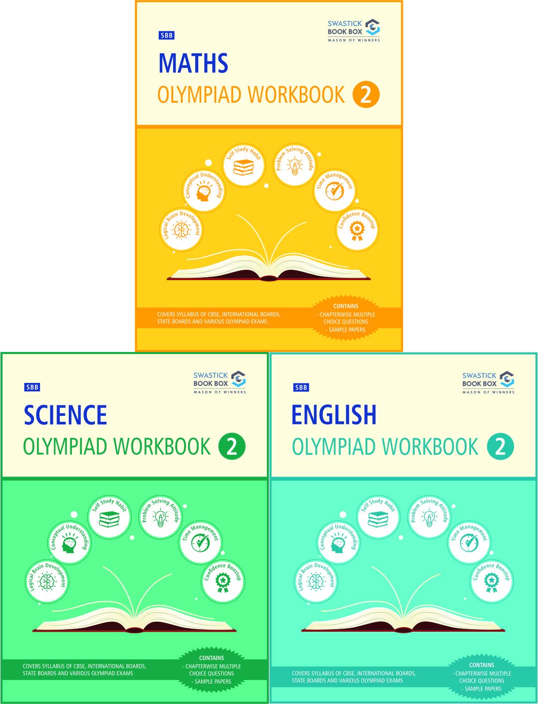 SBB Maths, Science and EnglishOlympiad Workbook Combo - Class 2