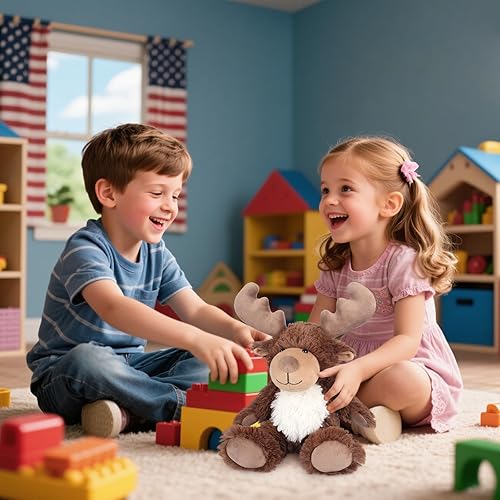 Miniatura 9 de Animales de peluche de alce calentables y refrigerables, almohadilla térmica de animales de peluche para microondas para calambres, juguetes de