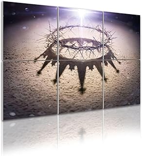 Christian Wall Decor 6 Pack Art Acoustic Panels Wreath Thorns Crown Shadow Cross Light Sound Absorbing Panel 48"x72" Soundproof Wall Panels Acoustic Wall Art for Studios, Office, Theaters