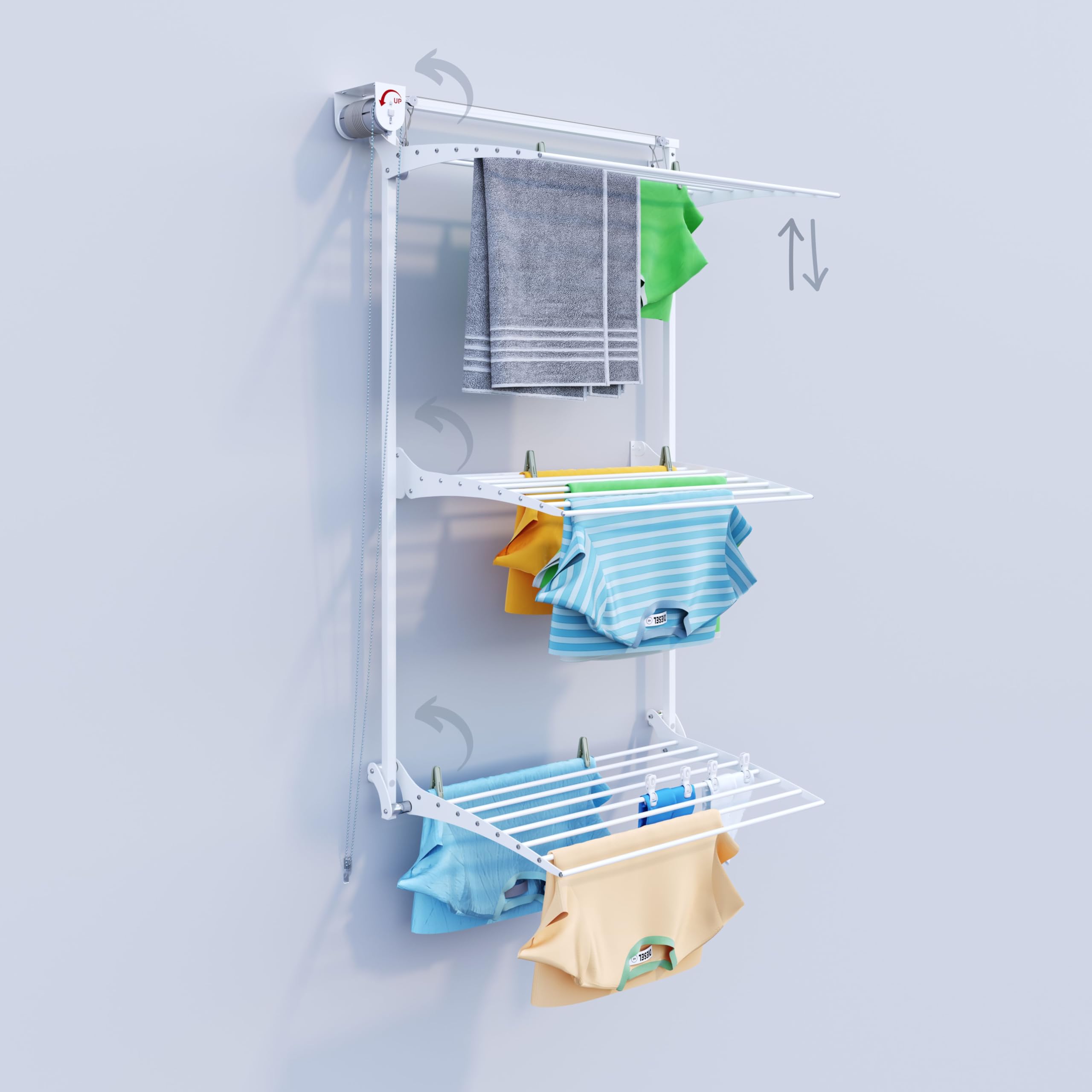 foxydry Tower Tendedero de Pared, tendedero de Pared Vertical, tendedero retráctil Plegable de Interior y Exterior (Blanco, 88 cm)