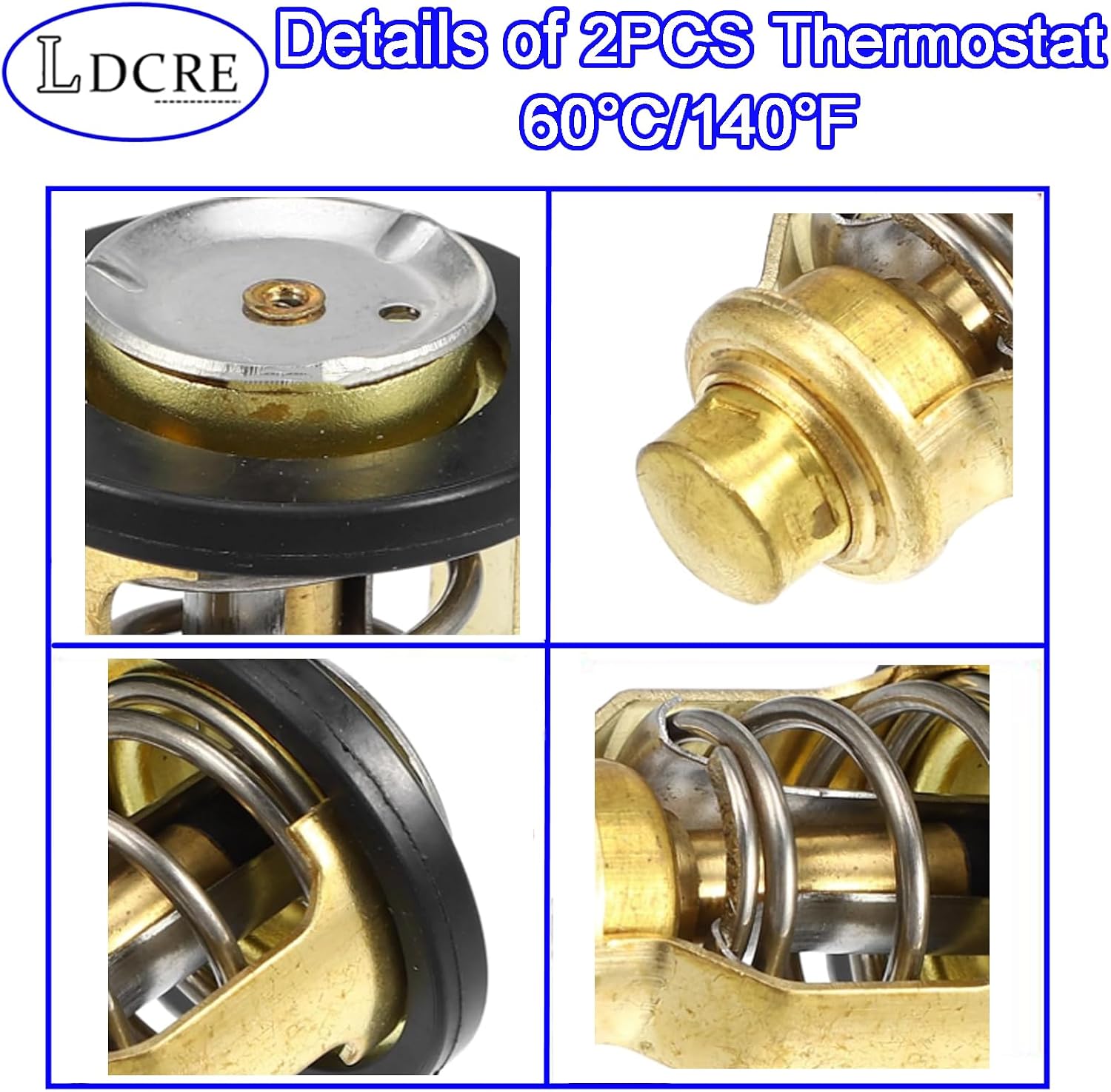 2PCS Thermostat 60°C/140°F Compatible with Yamaha Outboard Engines F75 F80 F90 F100 F150 F200 F225 F250 VF200 VF250, Suzuki Boat DF70 DF80 DF90 DF100 DF200 DF225, Replaces 67F-12411-01, 17670-90J00