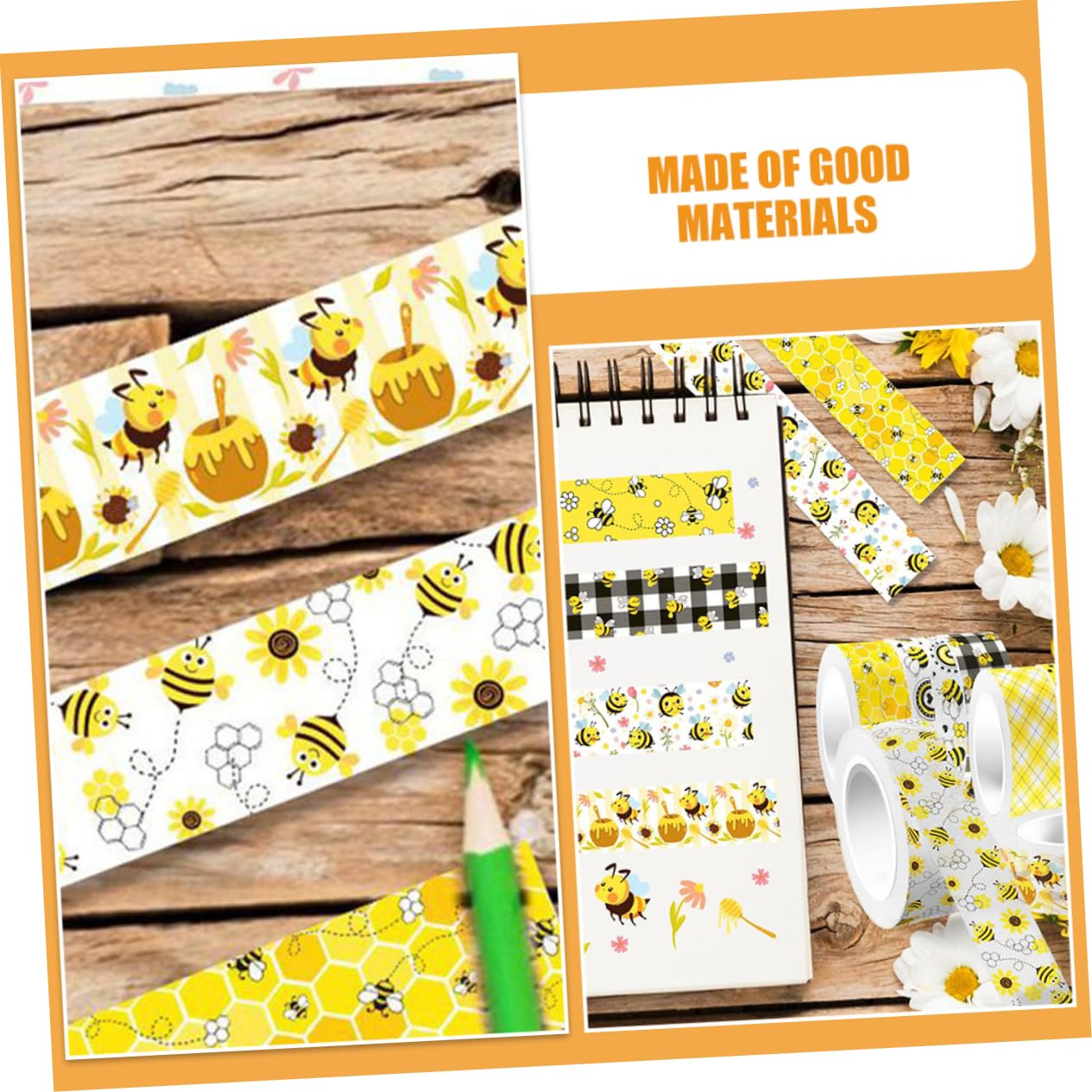 Tofficu 48 Rollos De De Flor De Abeja Cintas Autoadhesivas De Bricolaje De Papelería Artesanal Washi De Color Adhesiva Washi Con Temática De