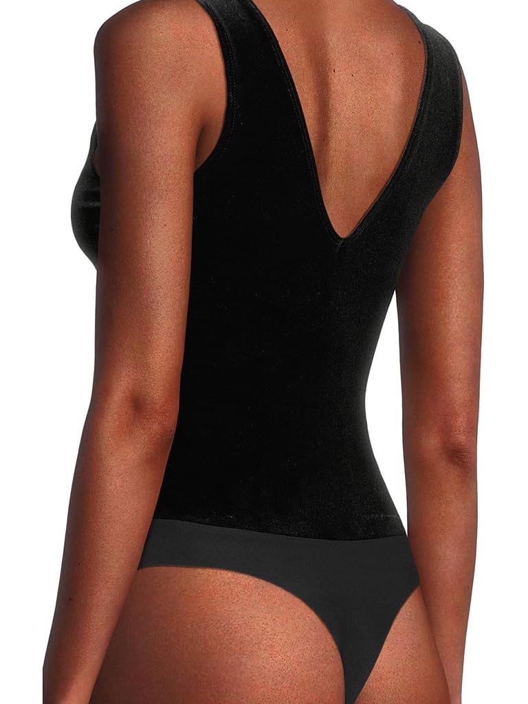 Black Commando Velvet Deep-V Bodysuit