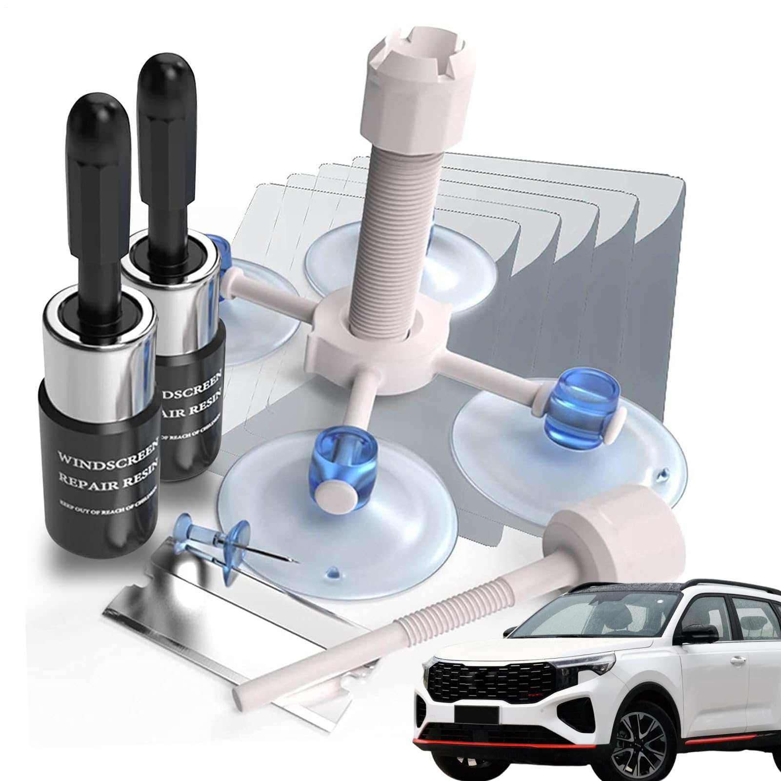 Kit di Riparazione vetri Parabrezza, Resina liquida per Riparare Rapidamente Le Crepe del Parabrezza, Riparazione Crepe Parabrezza, Kit di Riparazione vetri finestrini Auto, Accessori Esterni per