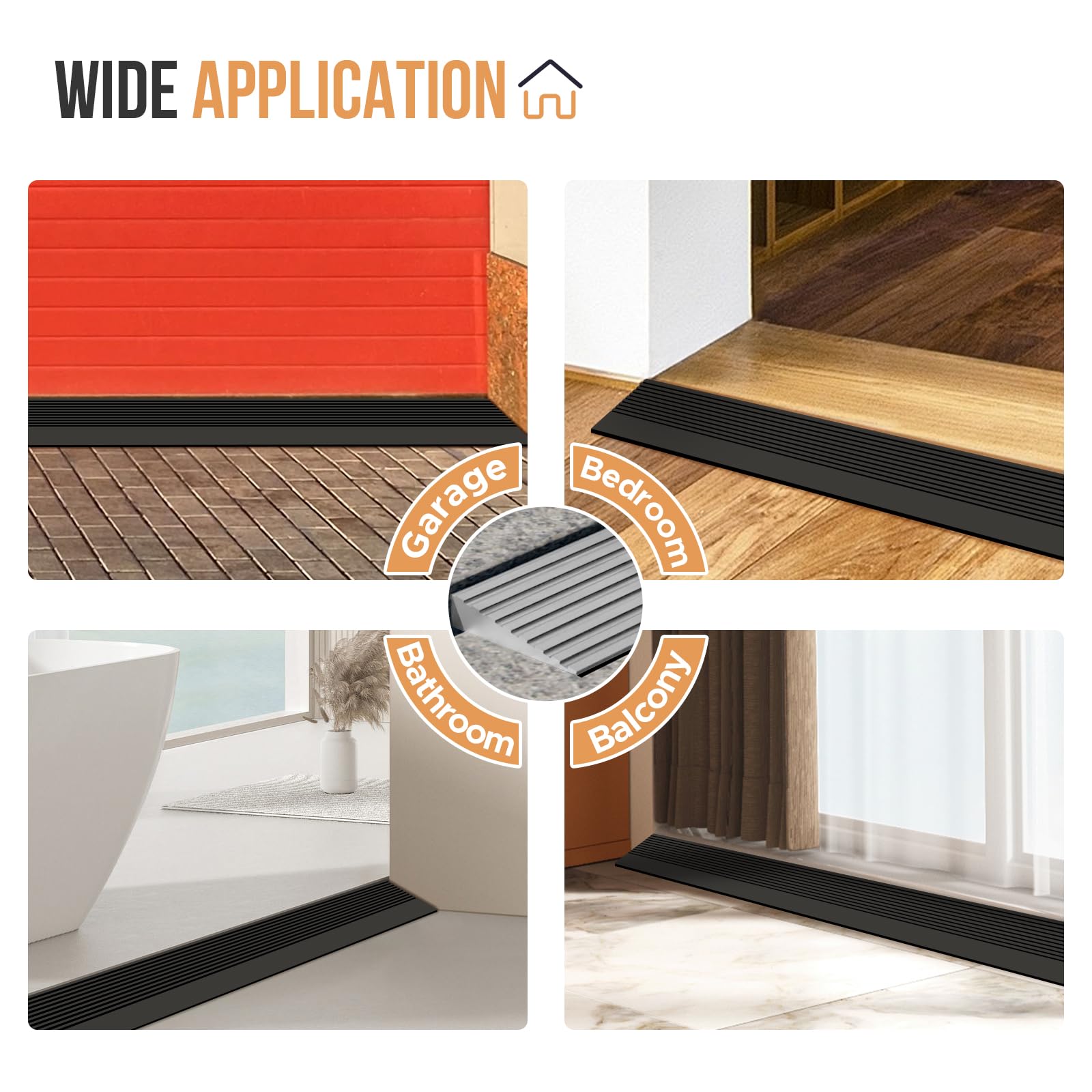 Rampas de umbral de elevación de 1.2 pulgadas para puertas, capacidad de carga de 2000 libras, rampa de silla de ruedas eléctrica de goma natural de 35.5 pulgadas de ancho es ajustable y se puede