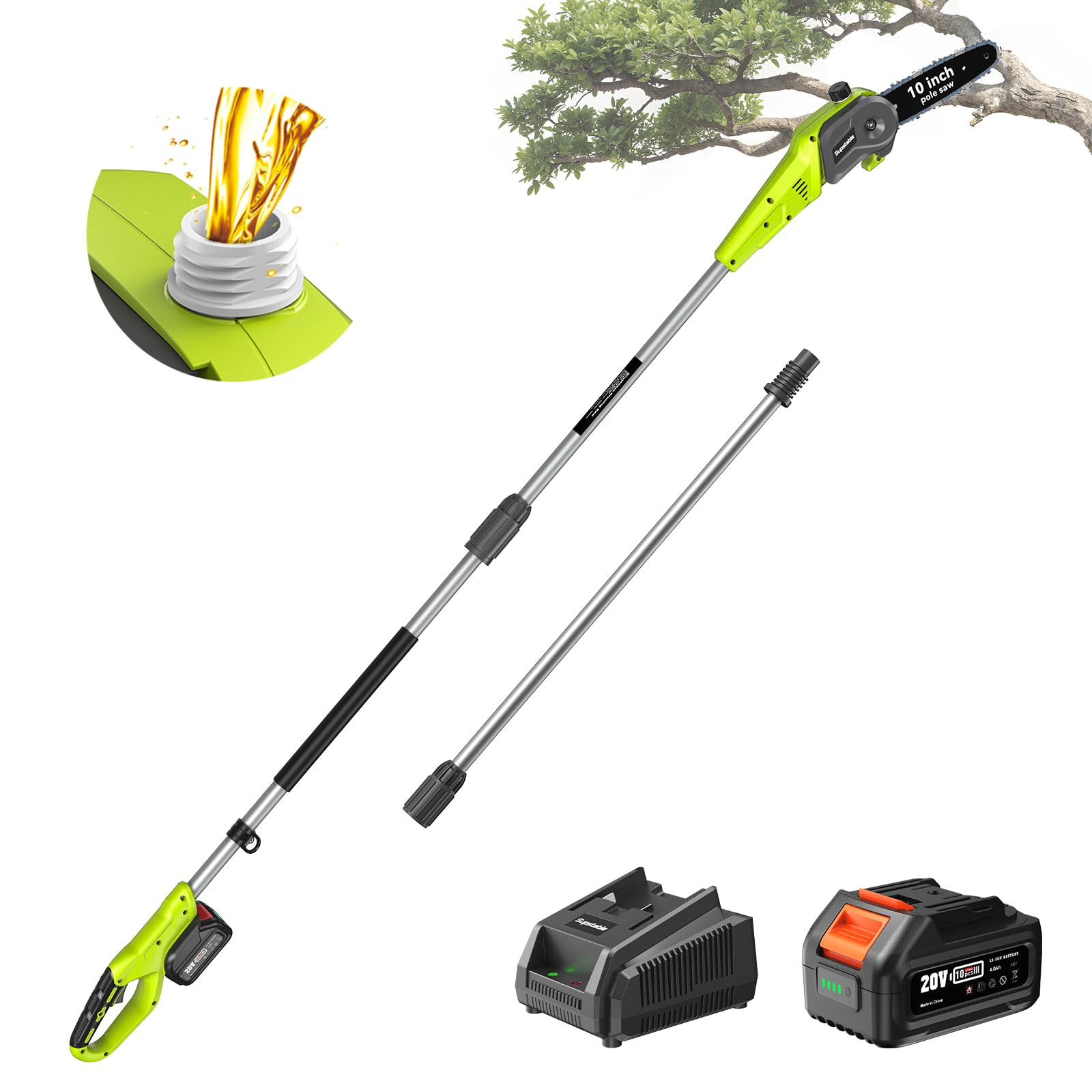 Sponsored Ad – Supstable 10-inch Cordless Pole Saw: Electric Pole Chainsaw with 4000mAh Battery and Telescopic Long Reach up to 2.9m (9.5ft) for Cutting Trees, Branches and Wood in Garden Care & Maintenance