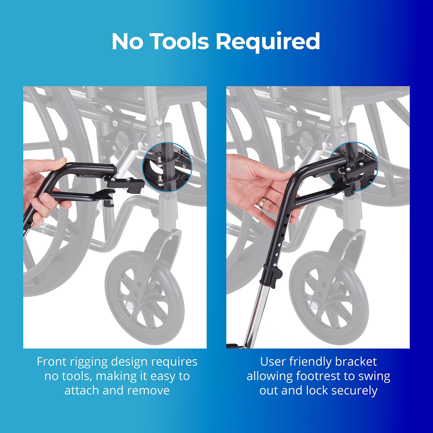 Invacare Wheelchair Legrest with Swing-Away Design, Adjustable Footrest Length and Flip-Up Composite Footplate, Easy-to-Install, Designed for Invacare Wheelchair