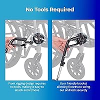 Vista 5 de Invacare Reposapiés para silla de ruedas con diseño abatible, longitud de reposapiés ajustable y placa de pie compuesta abatible, fácil de instalar