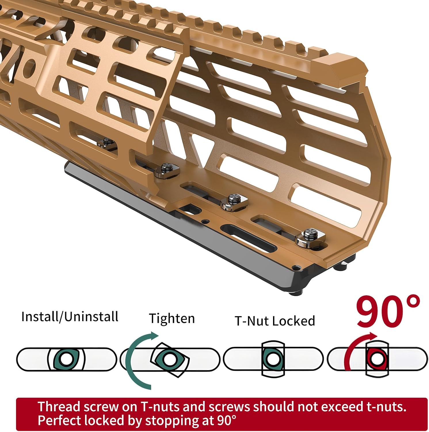 MAIRAN M-LOK Arca Dovetail Rail – Quick-Release Tripod Mount Adapter Compatible with Arca Swiss/RRS, 5.51IN Aluminum Arca Rail for Hunting Accessory/Tripod Ball Head, 4-Slot