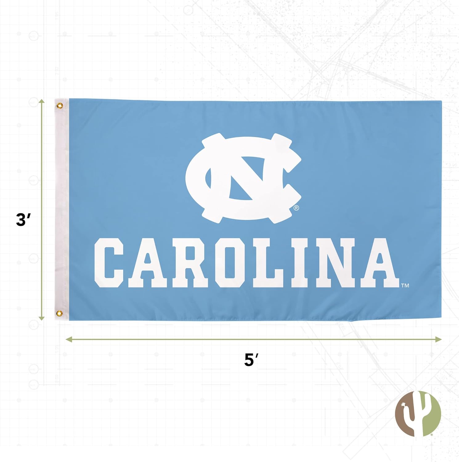 Desert Cactus University of North Carolina Flag Double Sided UNC Chapel Hill Tar Heels Banners 100% Polyester Indoor Outdoor 3x5 feet Flags (Double Sided - Flag 5)