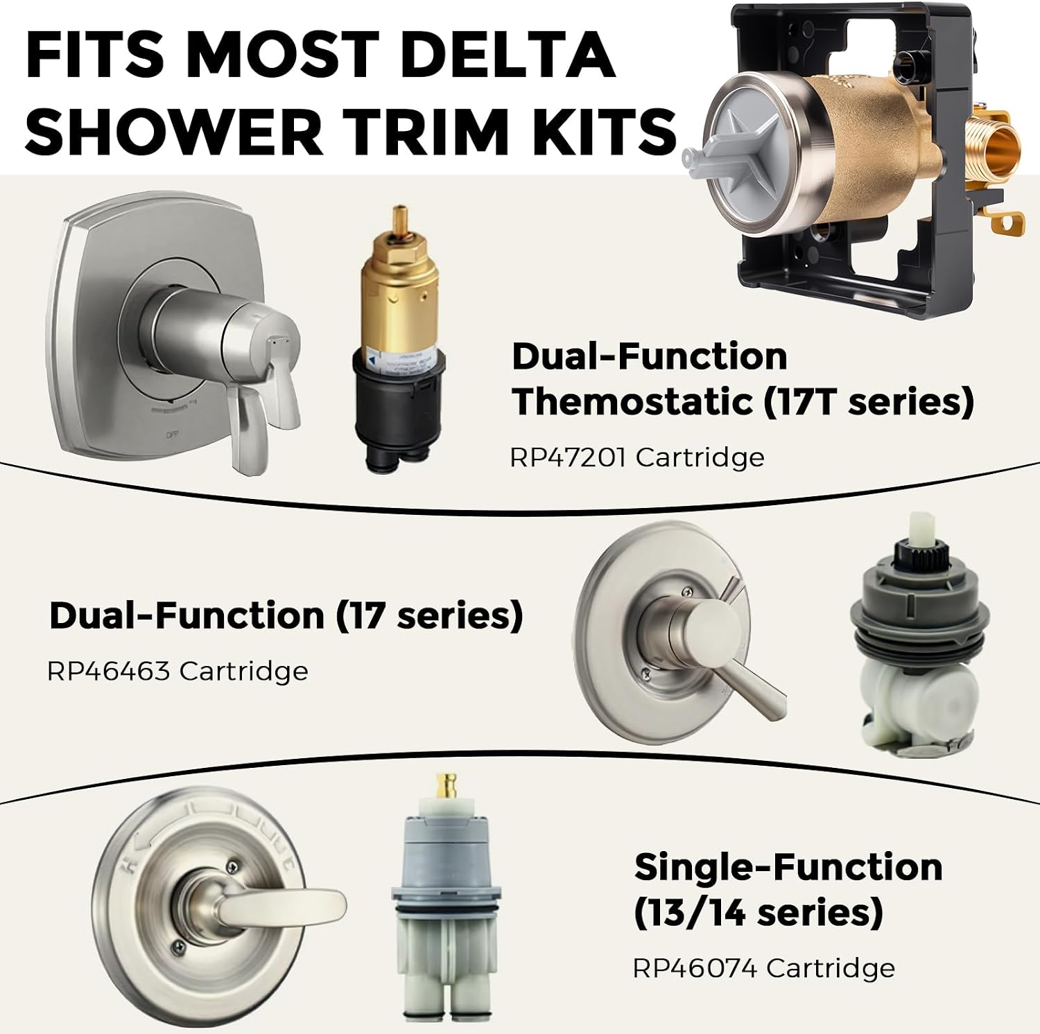 R10000-UNBXHF MultiChoice Universal Shower Valve Body fit for Delta | for Shower Faucet Trim Kits R10000 Valve Kit Compatible with Delta MultiChoice 13 14 17 17T Shower Trim High Flow