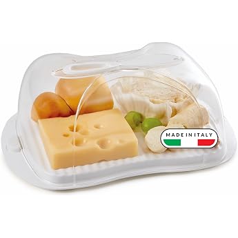 Snips Cheese Jar 3 L Cheese Box for Fridge with Transparent Bell Plate Knife and 2 Safety Locks Cheese Container Dishwasher Safe 29 x 20 x 11 cm Made in Italy