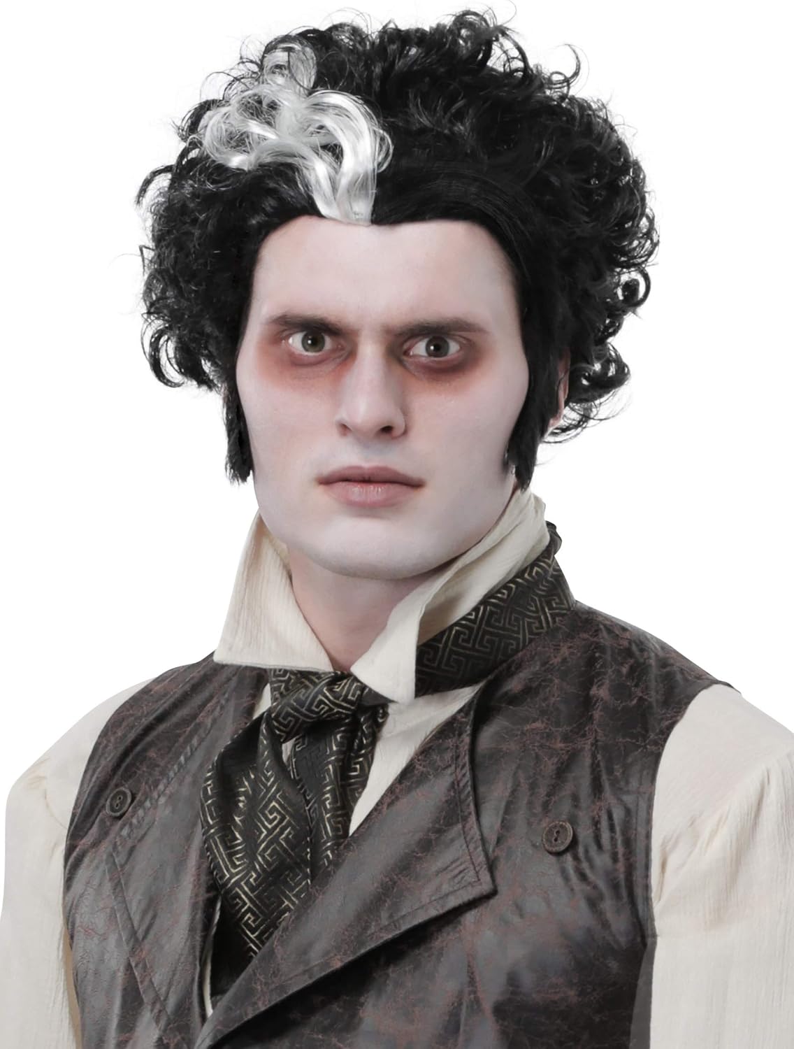 Fun Costumes Sweeney Todd Adult Wig - Styled Wig with Mesh Cap & Sideburns Adhesive