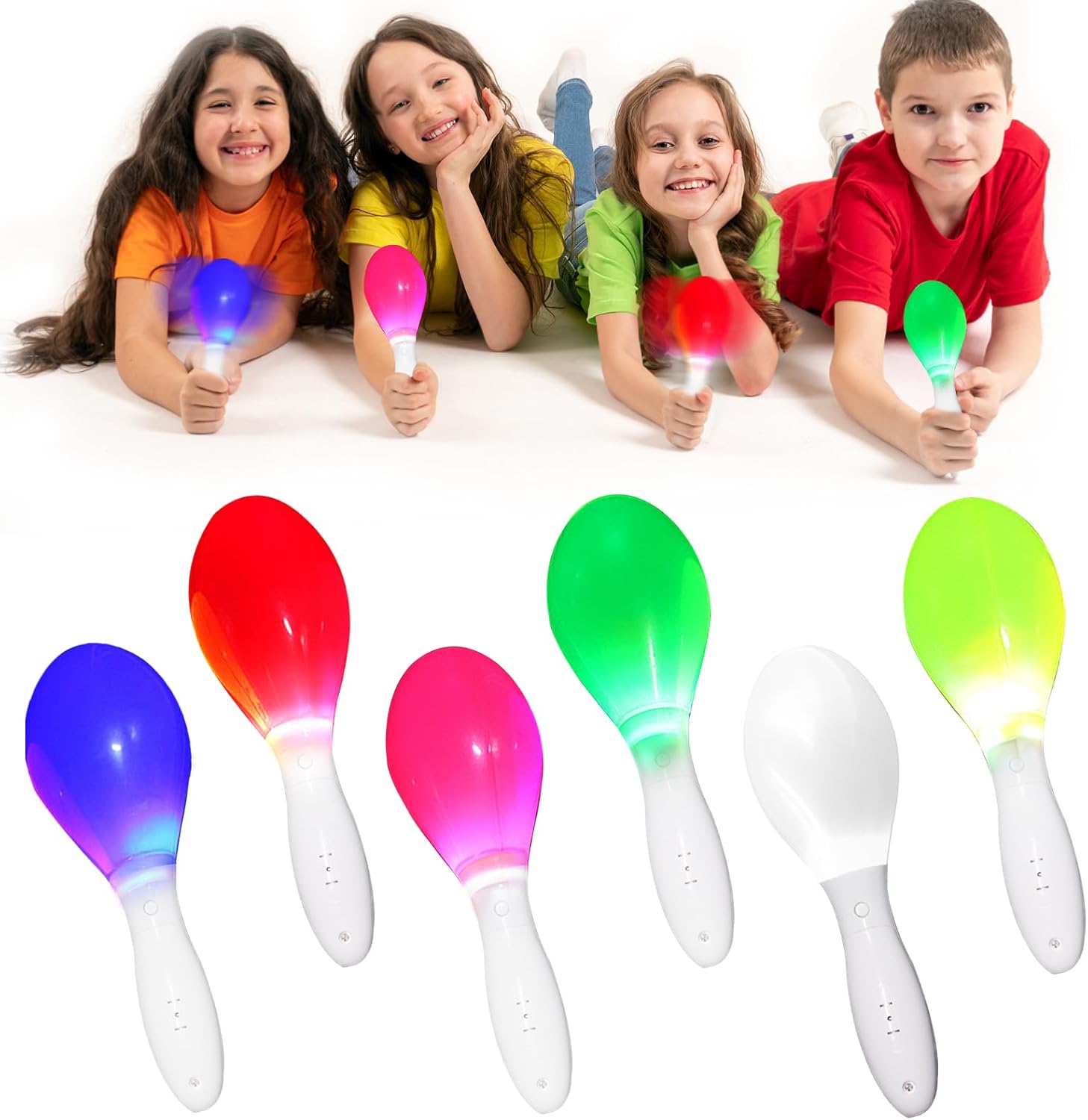 6 Pcs LED Light Up Maracas, LED Light Up Maracas Multi Colour Sensory