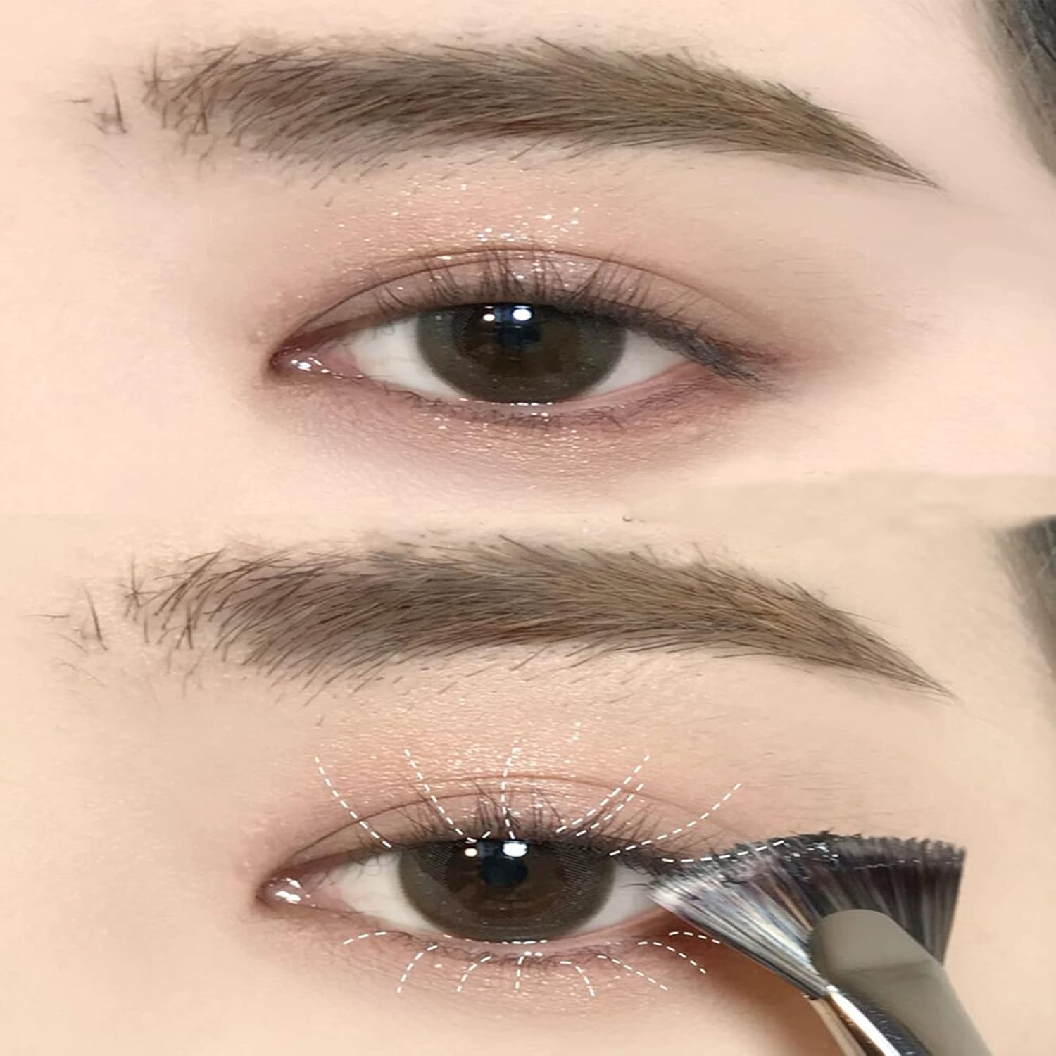 TEONEI Fan Mascara Brushes Eyelash Eyebrow Brush Makeup Brush Eye Lashes Makeup Tools Eyelash Brush Eyebrow Brush Eye Shadow Brush,2Pcs : Beauty & Personal Care