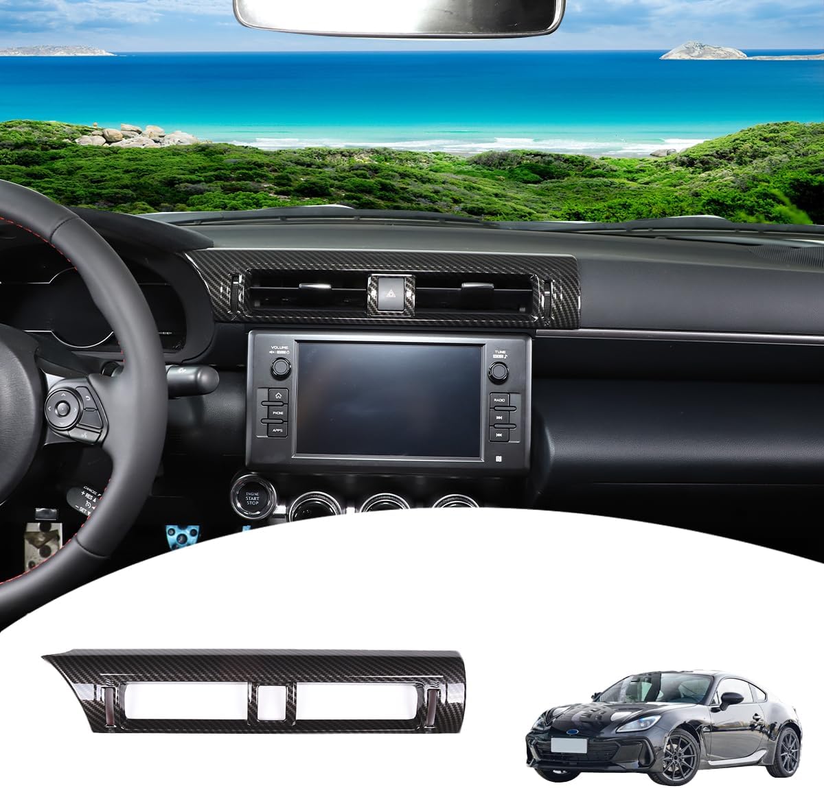 ABS Carbon Fiber Style Car Center Console Conditioning Air Outlet Frame Cover for Subaru BRZ Toyota 86 2022 (Carbon Fiber)