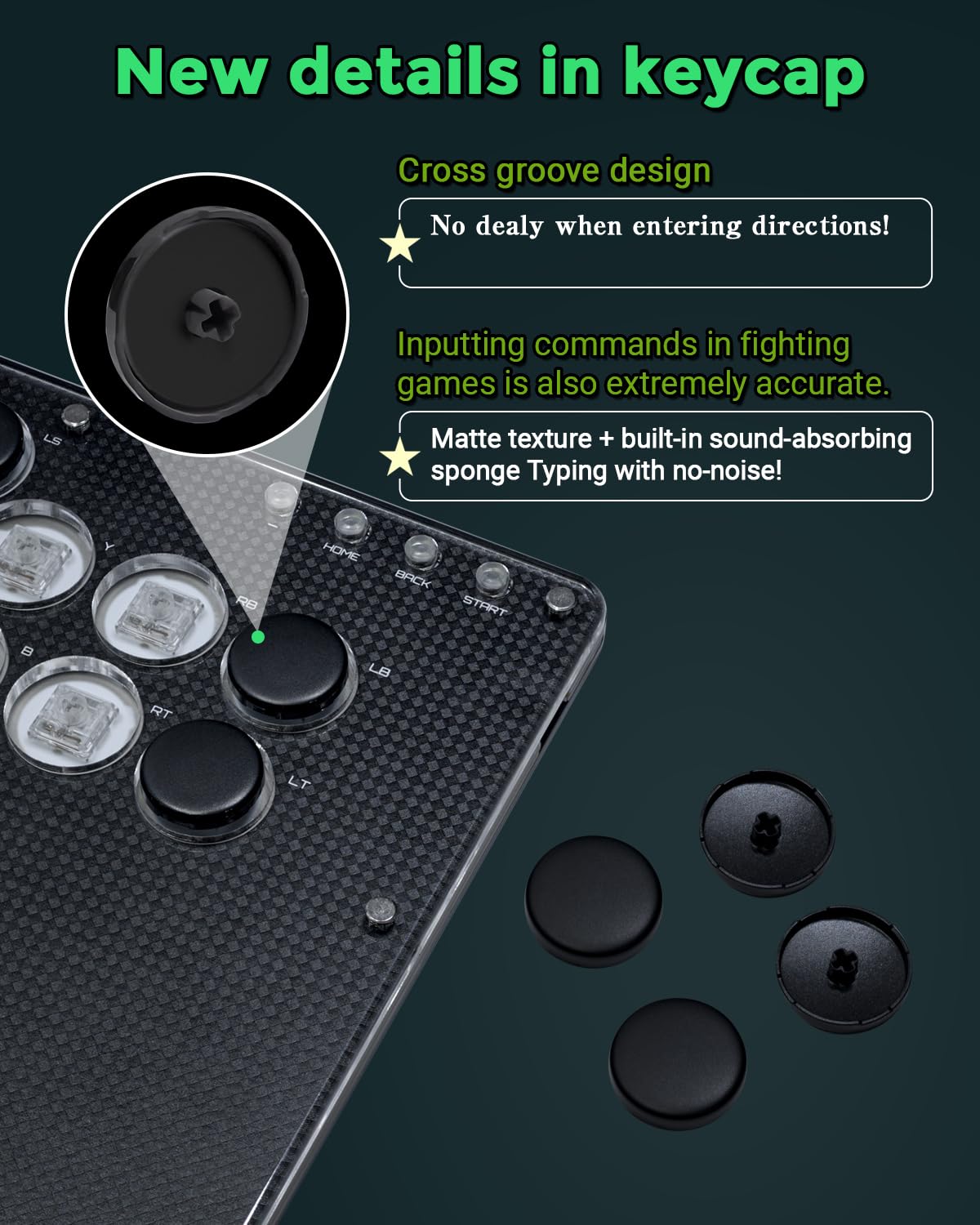 JZW-Shop Haute42 Arcade Stick T16-texture, controller arcade a tutti i pulsanti per Switch/PC/PS4/PS3/Steam Deck, tastiera da gioco Slim Arcade Fight Stick con Turbo e RGB personalizzato, supporta