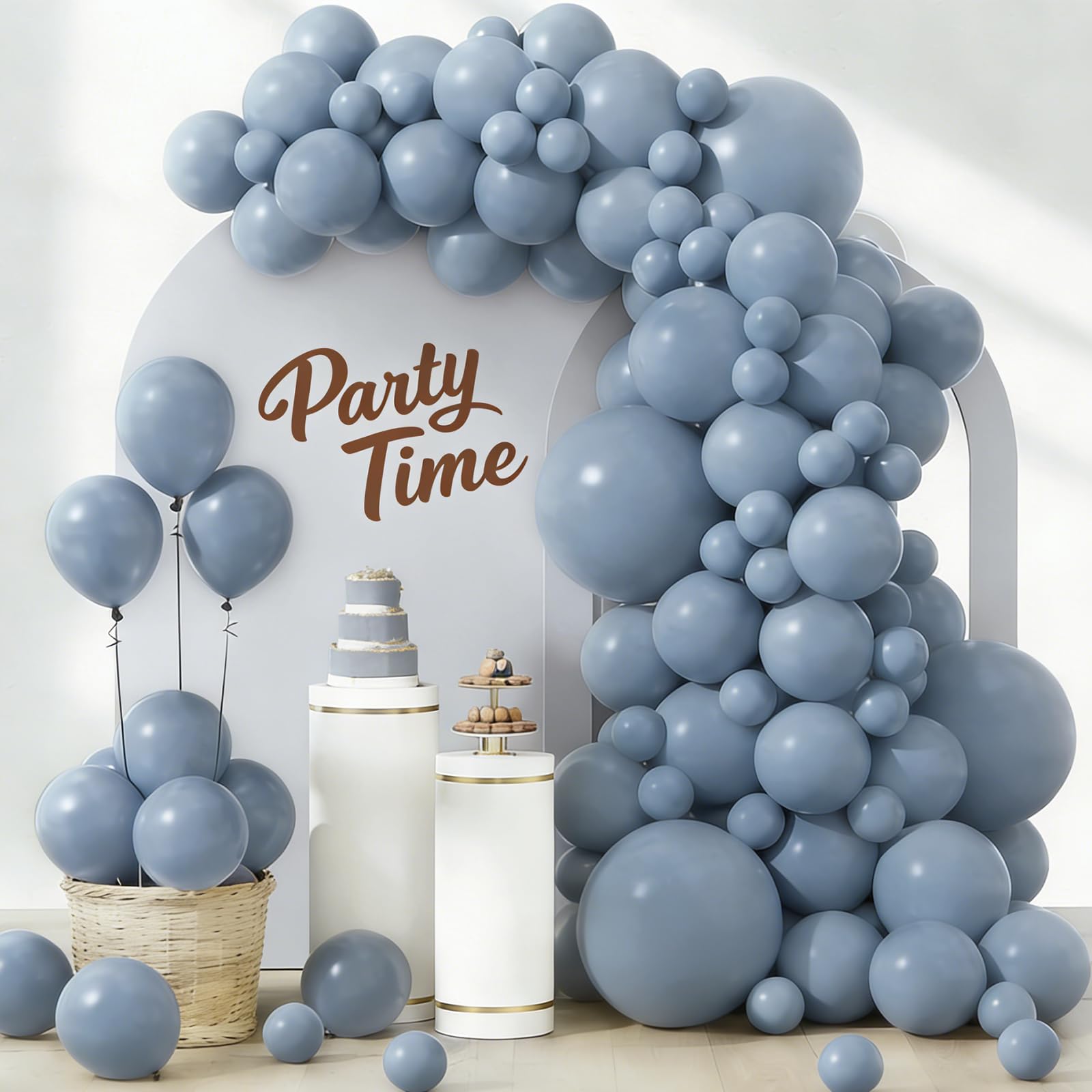 Dusty Blue Balloons, 102pcs Dusty Blue Balloon Arch Kit, Latex Balloons, 18 12 10 5 Inch Different Sizes Balloon Garland, Perfect for Boho Wedding, Baby Shower, Garden Party, Birthday Decorations