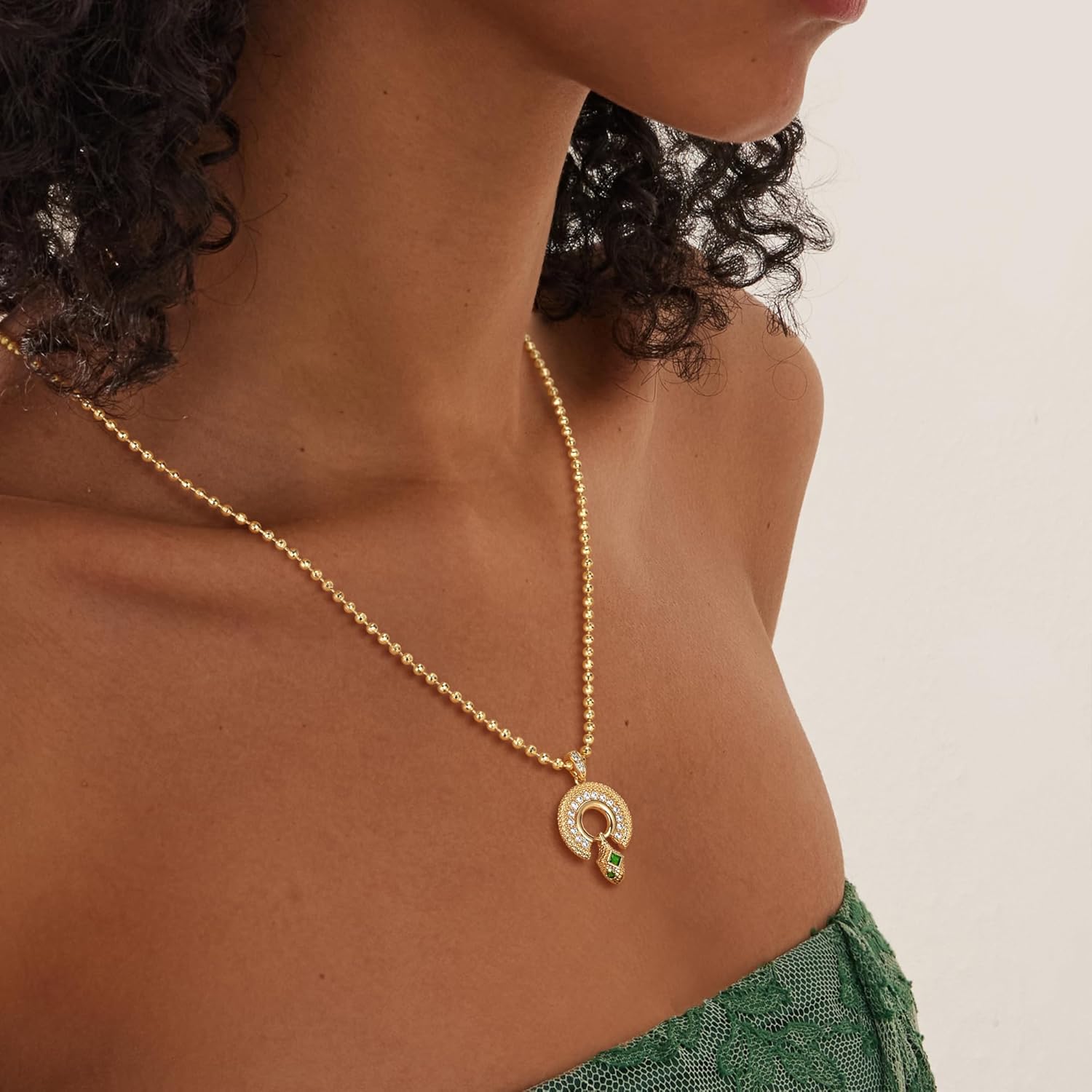 Fettero Dainty Gold Necklace for Women, 14K Gold Plated Pendant Necklace Cubic Zirconia Charm Necklaces for Women Jewelry Gift - Image 2