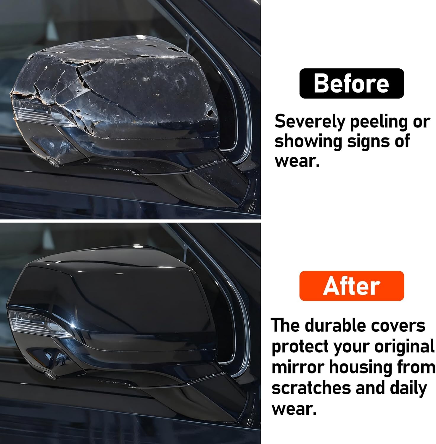 Moonlinks Compatible with Chevy Suburban/Tahoe, GMC Yukon/Yukon XL Side Mirror Cover 2021 2022 2023 2024 2025, Glossy Black Left Driver & Right Passenger Side Clip-on Mirror Cap with Turn Signal