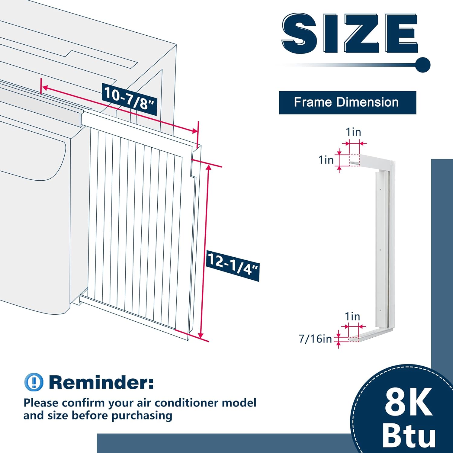 Window Air Conditioner Side Panel with Frame,AC Insulation Side Panels Curtain Kit,Fits for Most 8000BTU Window AC Units