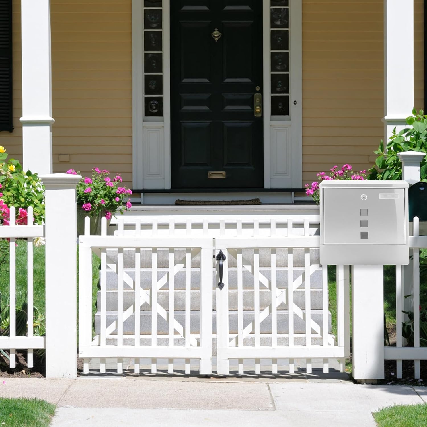 jojofuny Locking Metal Mailbox Wall Mount for Home Weather-Resistant Stainless Steel Household Mail Box with Window Suitable for Outdoor and Indoor Use Secure Letter Box with Practical