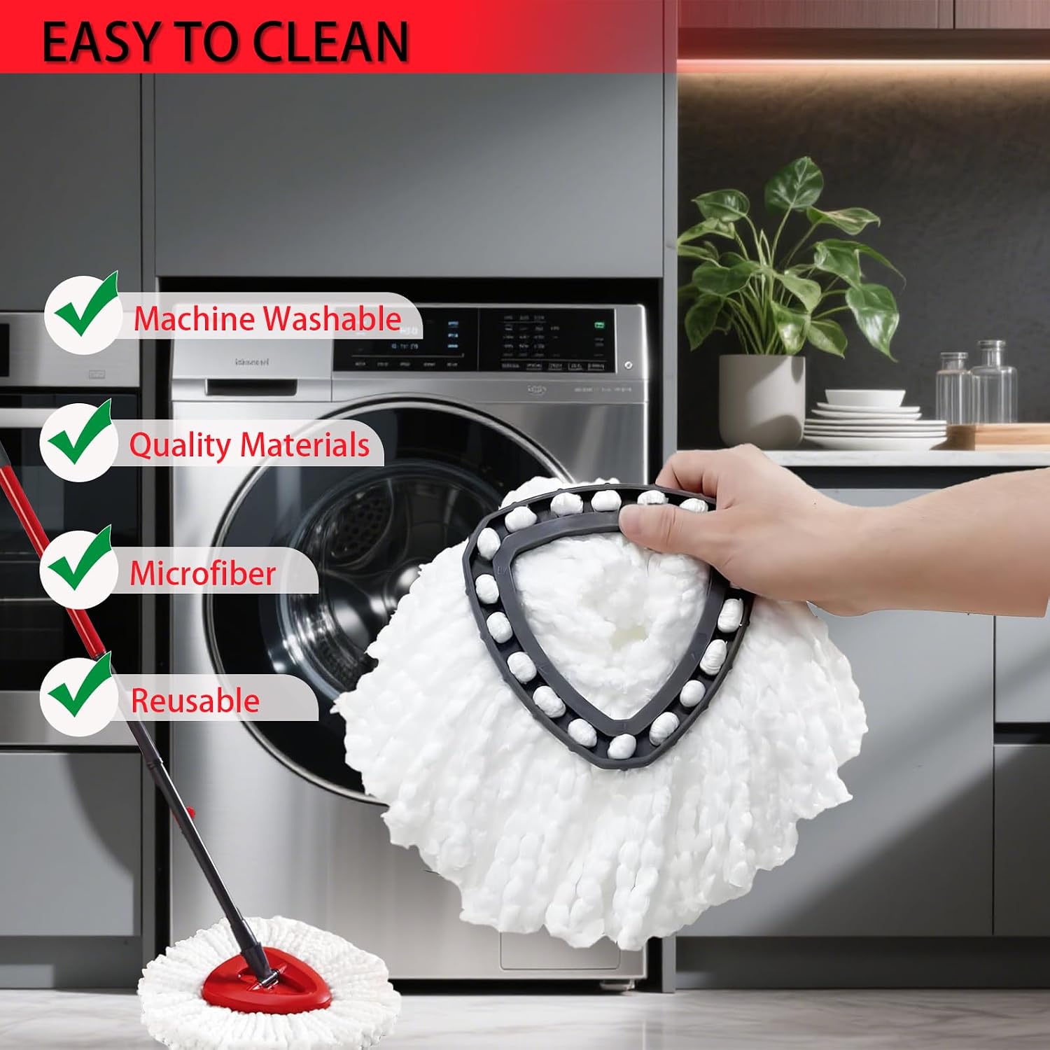 7-Pack Mop Heads Replacements for Ocedar EasyWring 1 Tank,Microfiber Spin Mop Refills, Deep Cleaning, Easy to Replace, Machine Washable