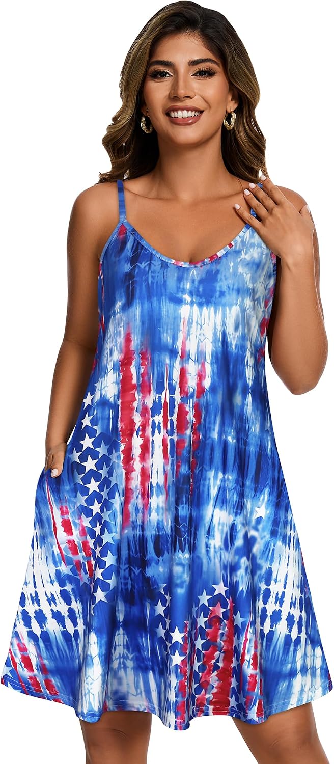 JOELLYUS Womens Spaghetti Strap Dress Summer Dresses Beach Cover Ups Casual Sundresses with Pockets 2026 thumbnail