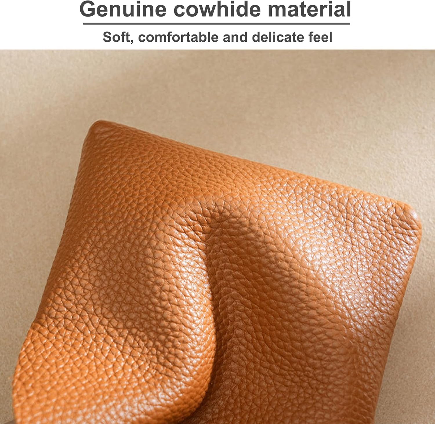 Genuine Leather Mini Change Wallet, Multifunction Zipper Pocket Key Credit Card Headset Lipstick Organizer (Brown) - Image 3