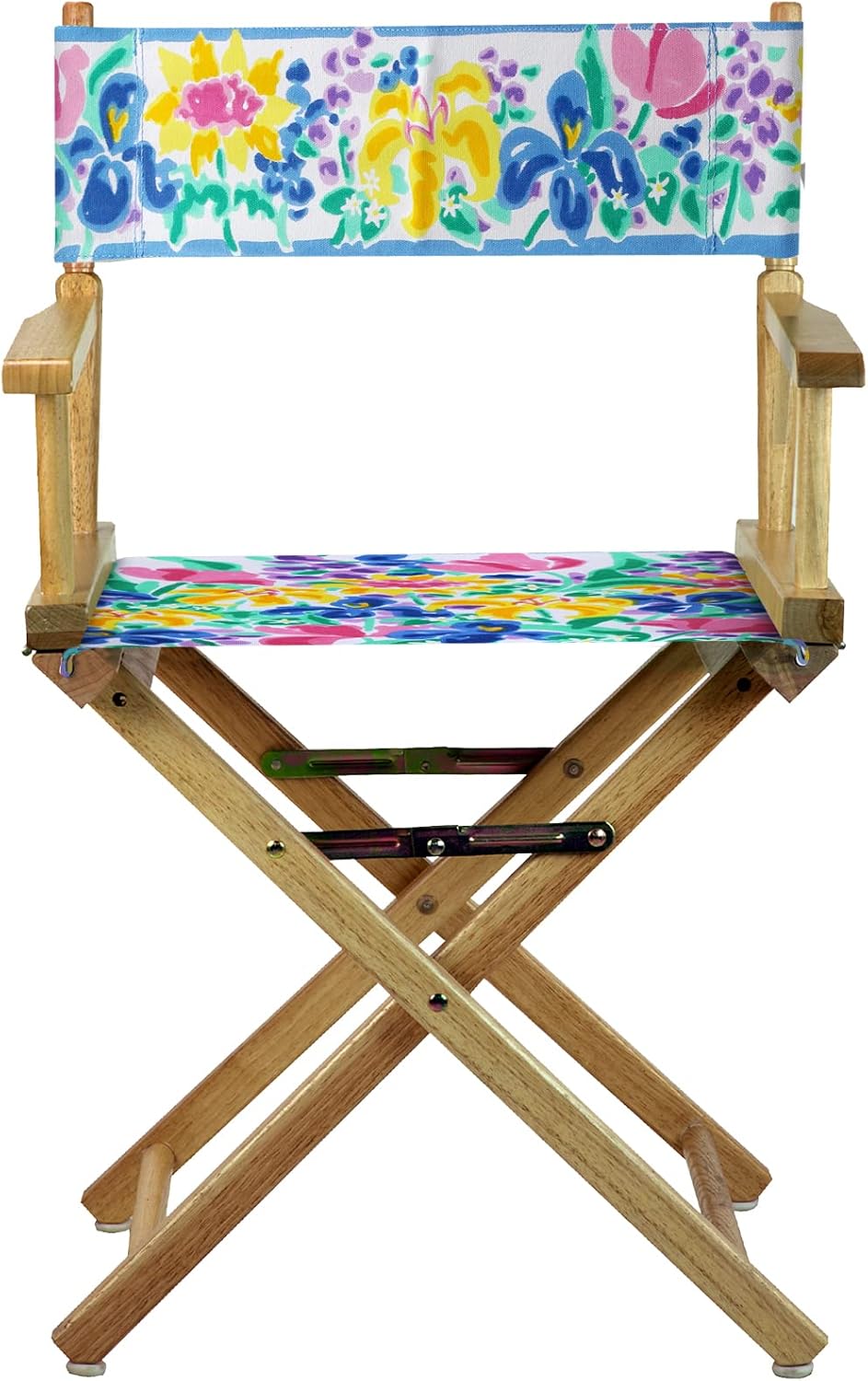 Casual Home Natural Frame/Garden Flowers Canvas 18" Classic Height Directors-Chairs, 21.75" W x 17" D x 33.75" H