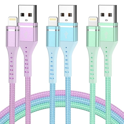 iPhone Charger [Apple MFi Certified] 3Pack 3FT Lightning Cable Fast Charging High Speed Data Sync USB Cable Compatible iPhone 14/13/12/11 Pro Max/XS MAX/XR/XS/X/8/7/Plus/6S (Multi-Color)